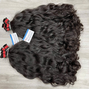 Precio de fábrica Natural Black Raw Wavy 100% Extensiones de cabello a granel vietnamitas Sin enredos Sin desprendimiento Super sedoso Grande en stock - Product Image 6