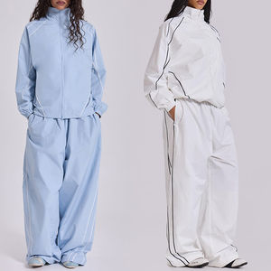 Conjunto Deportivo de 2 Piezas para Mujer, Chaqueta con Cierre y Parches, Pantalones Deportivos de Secado Rápido, Tallas Grandes, Transpirable, para Primavera - Product Image 5