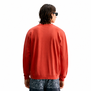 Sweat-shirt à col rond rouge pour homme, coupe classique, couleur unie, tricoté, 100% coton, décontracté, pour le printemps - Product Image 3