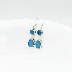 Blue Chalcedony <b>Silver</b> Oxidized <b>Dangle</b> <b>Earrings</b> | 925 Sterling <b>Silver</b> Natural Gemstone <b>Earrings</b> for Resellers - Product Image 2