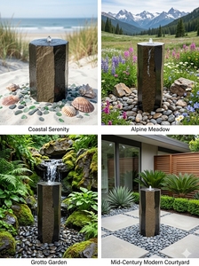 Fuente de Columna de Basalto Natural Premium de 100 cm, Pulida por 3 Lados, Monolito de Lujo para Jardín, Decoración Acuática - Product Image 5