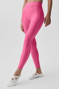 Women's Mid Waist Pink Spandex/Polyester Activewear Leggings Slim Fit Yoga Workout <b>Tights</b> Quick Dry Breathable Eco-Friendly - Product Image 1
