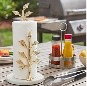 Porte-serviettes en papier design arbre doré avec base circulaire robuste en marbre, support pour rouleau de serviettes de cuisine et salle de bain, utilisation à la maison et au bureau - Product Image 4