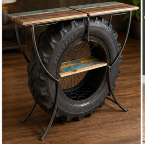 Ensemble de bar en bois massif et métal de style industriel, design moderne de haute qualité, chaises à dossier à lattes pour usage domestique et commercial - Product Image 2