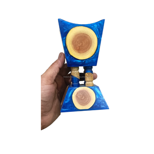 Quemador de Incienso de Resina Azul Hecho a Mano de Lujo, Soporte de Incienso Árabe de Madera Natural para una Decoración Elegante del Hogar - Product Image 4