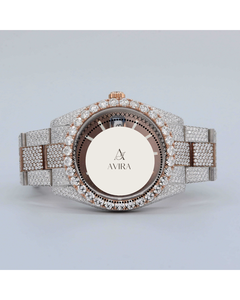 <span class=keywords><strong>Orologio</strong></span> in Acciaio Inossidabile con Moissanite Taglio Rotondo per <span class=keywords><strong>Donna</strong></span>, per Matrimoni e Feste, Quadrante Color Cioccolato, per Esportazione - Product Image 1