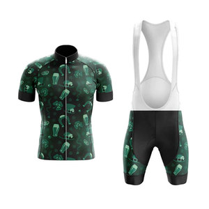 Tenue de cyclisme haut de gamme pour hommes : maillot à manches courtes et short à bretelles personnalisés, vêtements de sport à séchage rapide pour la route et le VTT - Product Image 1