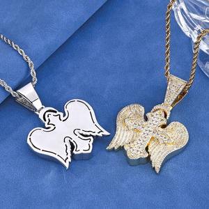 Pendentif Cœur Glacé Baguette Plaqué Or Diamant Nouveau Design Bijoux Tendance Mignon Classique Simple Prix de Gros Femme - Product Image 2