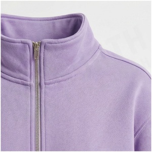 Conjunto Deportivo de 2 Piezas para Mujer, Color Lavanda, Sudadera con Cierre Frontal y Pantalones Anchos, Estilo Casual, Color Sólido, Felpa de Peso Medio - Product Image 4