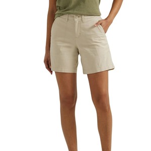 Shorts cargo taille haute pour femme en toile de coton bleu uni, coupe décontractée avec poches, fermeture boutonnée, style classique, ODM - Product Image 5