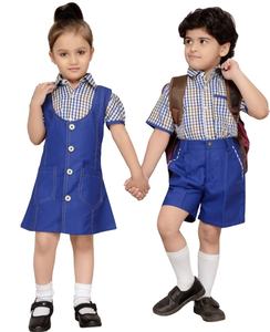 Conjunto de vestido de uniforme escolar unisex para jardín de infantes logotipo personalizado camisetas lisas cuadros pantalones cortos falda-para niños - Product Image 6