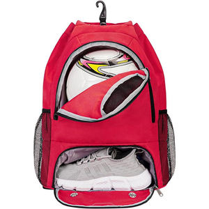 Large Soccer <b>Backpack</b> with Ball Compartment and Shoe Pocket Durable Red Sports Bag for Football Basketball <b>Training</b> - Product Image 1