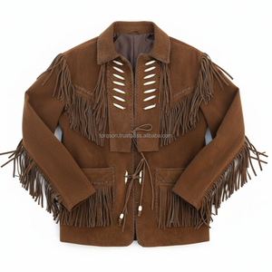 Breathable Winter Western Leather Jacket Vintage Cowboy Button Down Customizable High Street <b>Front</b> Logo <b>Men</b> - Product Image 3