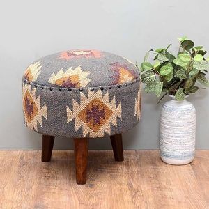 Handmade Solid Wooden Ottoman Stool Upholstered <b>Foot</b> <b>Rest</b> Seat Contemporary Living Room Bedroom Furniture - Product Image 6