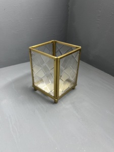ARTISAN DESIGN Handmade Irregular <b>Brass</b> <b>Lantern</b> with Embossed Geometric Pattern Home Decoration Candle Holder - Product Image 4
