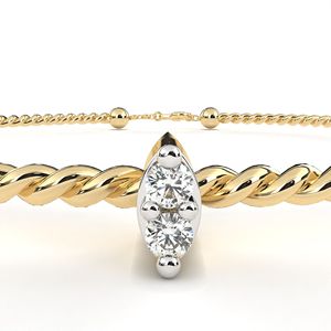 Elegant 14K Yellow <b>Gold</b> IGI Certified <b>Adjustable</b> <b>Bracelet</b> For Women Twisted Wire Bangle Lab Grown Diamond Three Prong Setting - Product Image 4
