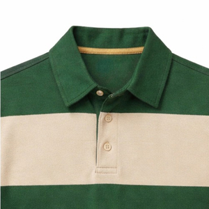 Polo de rugby pour homme de haute qualité avec logo personnalisé, manches longues, rayures contrastées en coton - Product Image 2