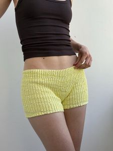 AQDAS INDUSTRIES Falda-Pantalón de Punto Amarillo Mantequilla para Mujer, Cintura Baja Elástica, Corte Regular, Casual, Algodón y Spandex, 220g, Color Sólido - Product Image 2