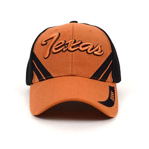 Casquette de baseball en jean brodé à 6 panneaux, orange et noir, unisexe, réglable avec boucle métallique, style sportif et décontracté pour adultes, toutes saisons - Product Image 1