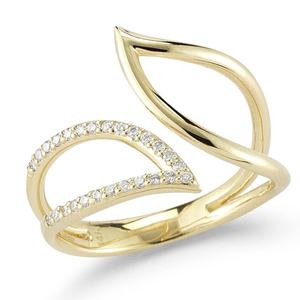 Bague en or massif 10K/14K/18K de luxe avec diamant de laboratoire, motif feuille, bande ouverte, bijou statement délicat, idéal pour l'empilage, cadeau pour elle - Product Image 4