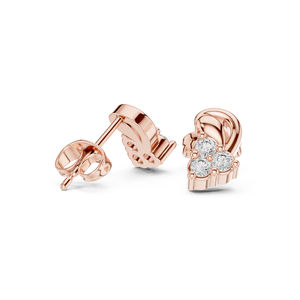 Boucles d'oreilles de fiançailles en or blanc 14 carats avec diamant rond cultivé en laboratoire pour femmes |   Nouveau diamant cultivé - Product Image 4