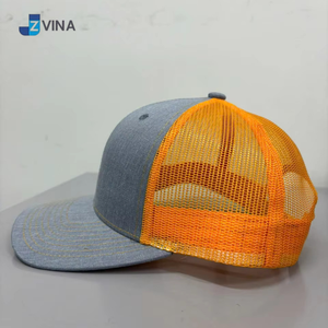 Gorra Trucker de Lona Gris Naranja con Logotipo Personalizado, 6 Paneles, Ajustable, Unisex, Casual, para las Cuatro Estaciones, para Actividades al Aire Libre - Product Image 1