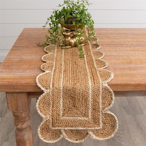 Chemin de table en jute fait main en gros |   Décoration de salle à manger rustique brun naturel - Product Image 1