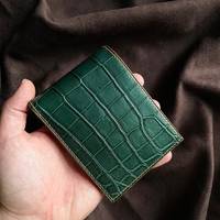Dompet kulit buaya asli warna abu-abu Mewah Trendi dompet pria kulit dari pemasok Vietnam dompet buatan tangan untuk pria kulit