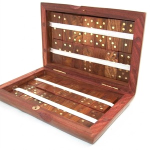 Jeu de dominos en bois avec boîte, jeu de société classique, jouet éducatif pour enfants et adultes, objet décoratif pour la maison - Product Image 1