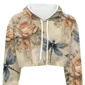 Haut court à capuche anti-rides pour femme, élégant, couleur personnalisée, grandes tailles, services OEM et ODM disponibles - Product Image 4