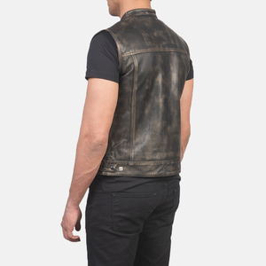 Chaleco Casual de Invierno para Hombre, Nuevo Estilo, Cuero Genuino, Cuello Redondo, Decoración de Encaje, Resistente al Viento y Transpirable - Product Image 2