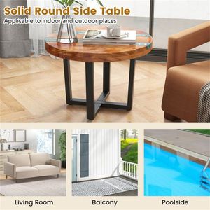 24-Inch Round End <b>Table</b> with <b>Epoxy</b> Top Outdoor Side <b>Table</b> - Product Image 3