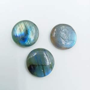 Perles de pierres précieuses en labradorite naturelle, cabochons ronds à dos plat, polies, pour la fabrication de bijoux, vente en gros - Product Image 3