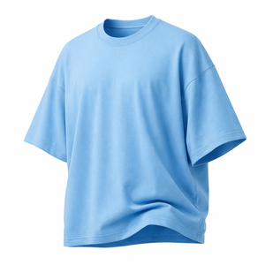 เสื้อยืดผู้ชายไซส์ใหญ่ สีน้ำเงินล้วน ผ้าฝ้าย แขนสั้น คอกลม ลำลอง ผ้าเจอร์ซีย์ถัก ย้อมสีพื้น ทรงปกติ - Product Image 3