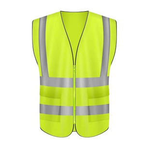 Chaleco de seguridad multibolsillos de alta visibilidad reflectante ANSI Clase 2, transpirable, de malla, con cierre de gancho y bucle de liberación rápida - Product Image 1