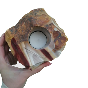Portavelas de Piedra Natural Tallado a Mano de Jaspe Mookaite, Gema de Ágata Curativa, Venta al por Mayor - Product Image 3