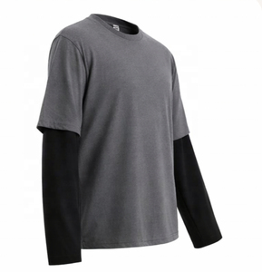 Ensemble deux pièces tricoté 100 % coton pour homme, coupe droite, manches courtes, double couche, style streetwear formel, délavé à l'acide, vintage - Product Image 2