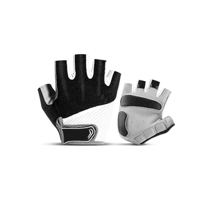 Guantes de Ciclismo Unicum Negros de Medio Dedo, Ecológicos, Ligeros, Antideslizantes, Cómodos y Transpirables, de Poliéster/Spandex con Crochet Blanco - Product Image 2
