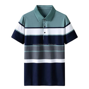 Camiseta Polo informal de manga corta para hombre, camisetas de manga corta informales de verano, polo con botones estampados a rayas, ropa Extragrande - Product Image 2