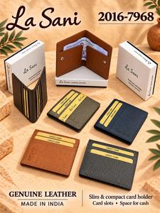 Porte-cartes de crédit fin en cuir véritable La Sani avec espace pour espèces - Product Image 2