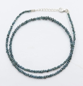 Diamant bleu naturel brut non coupé collier de perles de pierre de luxe bijoux - Product Image 4