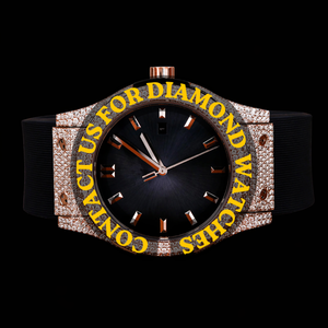 Montre pour homme au design attrayant, plaquée or, avec diamants Moissanite, cadran semi-serti et luxe, disponible au meilleur prix. - Product Image 1