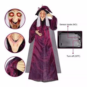 Strega Parlante a Grandezza Naturale con Occhi Rossi e Luminosi per Decorazioni di Halloween - Product Image 4