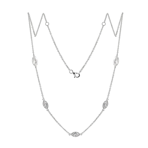 925 Sterling Silver Lab Grown VVS1 <b>Necklace</b> Marquise Cut Bezel Set Pendant <b>Chain</b> for Women Engagement Anniversary Party Gift - Product Image 1