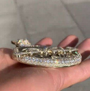 จี้ตัวอักษรแบบกำหนดเองสุดหรู ประดับเพชรโมอิสซาไนต์ VVS เงินแท้ 925 ชุบทอง 18K สไตล์ฮิปฮอป - Product Image 5