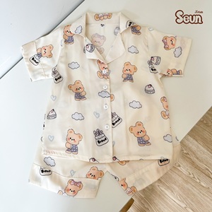 SeunKids Kids Latin Silk Short Sleeve Pajama Top with Shorts Soft Comfortable Sleepwear - Product Image 5