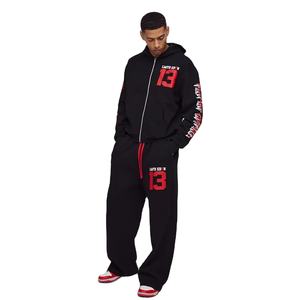 High Quality Oversized <b>Baggy</b> Sweatpants Pullover Hoodie Set Custom Winter Eco-Friendly Printed Tracksuit Zipper <b>Joggers</b> for <b>Men</b> - Product Image 2