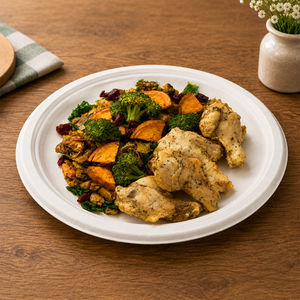 Assiette jetable en bagasse blanche de 10 pouces, robuste, biodégradable, compostable, compatible micro-ondes, pour les mariages et les plats à emporter - Product Image 6