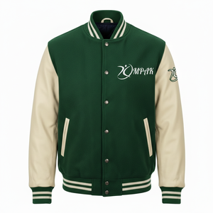 Sustainable Winter Varsity <b>Jacket</b> Hooded Eco-Friendly Polyester/Cotton Wholesale Clothing Front Logo - Product Image 1