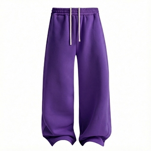 Pantalones Deportivos Personalizados de Felpa Lisa, Pantalones Anchos de Alta Calidad, Pantalones Deportivos de Pierna Ancha, Pantalones de Calle - Product Image 2